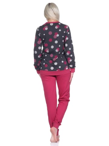 NORMANN Schlafanzug Bündchen Tupfen Punkte - 75736 in rot