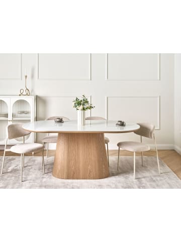 Beliani Esszimmertisch LOCKHART in Weiß/Braun - (W) 90 x (H) 76 x (L) 180 cm