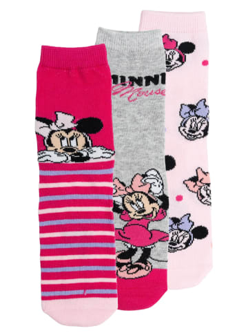 Disney 3er Pack Disney Minnie Mouse Socken Kindersocken Söckchen in grau/rosa
