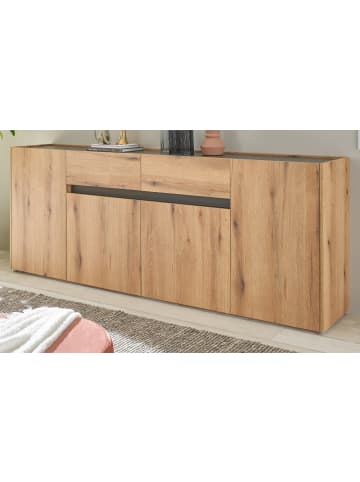 Furn.Design Sideboard Evoke Eiche mit Grau, 4-türige Kommode 223 x 87 cm