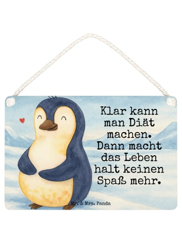 Mr. & Mrs. Panda Schild Pinguin Diät Design mit Spruch in Weiß