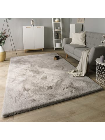 KADIMA DESIGN Hochflor Teppich Shaggy Unifarben Schlafzimmer in Hellgrau