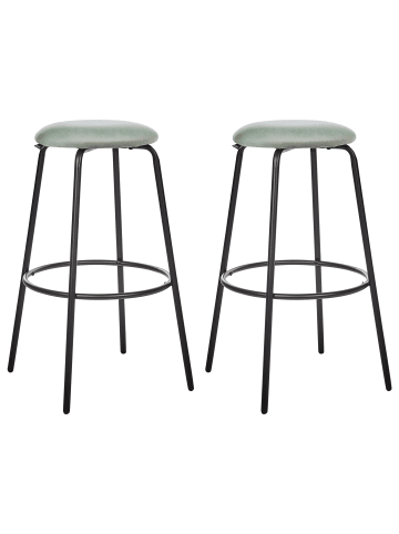 Beliani 2-tlg Barhocker MORTON in Grün/Schwarz