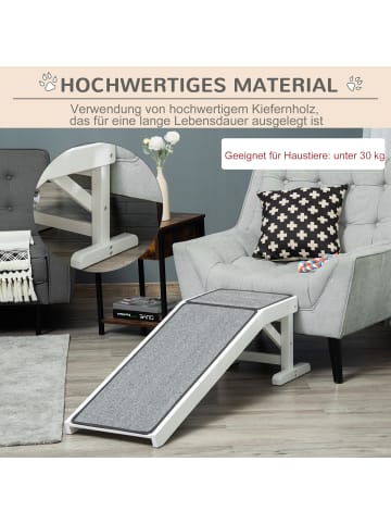 Pawhut Hunderampe Weiß+Grau 125L x 40B x 35,5H cm