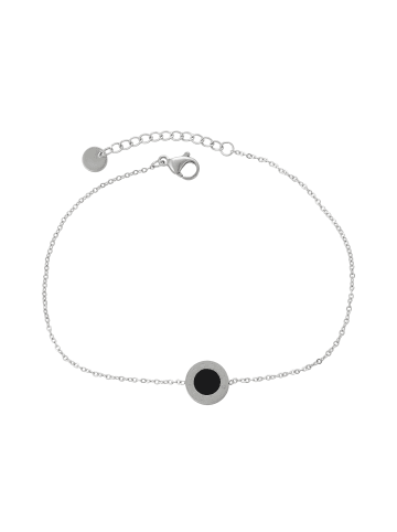 faina Women Thin Chain Link Bracelet in Silver Black