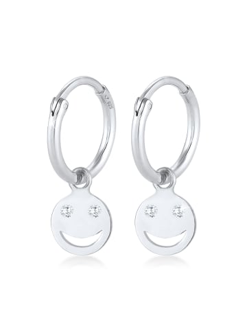 Elli Ohrringe 925 Sterling Silber mit Smiling Face, Smiling Face, Plättchen in Silber