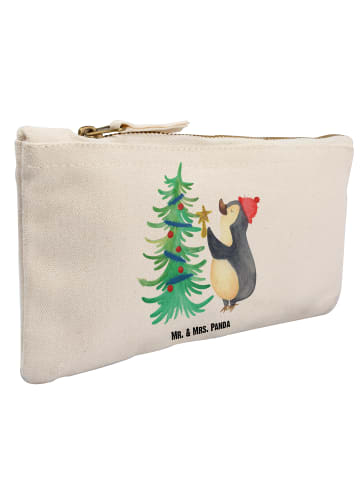 Mr. & Mrs. Panda Schminktasche Pinguin Weihnachtsbaum ohne Spruch in Weiß