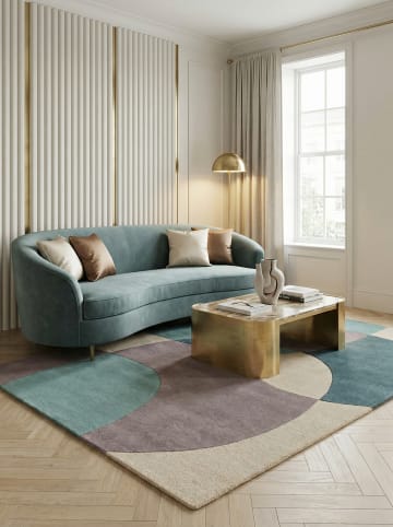 KADIMA DESIGN Teppich Wolle Handgetuftet AIRE Abstrakt Wohnzimmer Modern in Türkis-Beige