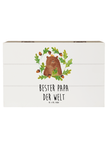 Mr. & Mrs. Panda Holzkiste Bär König mit Spruch in Weiß