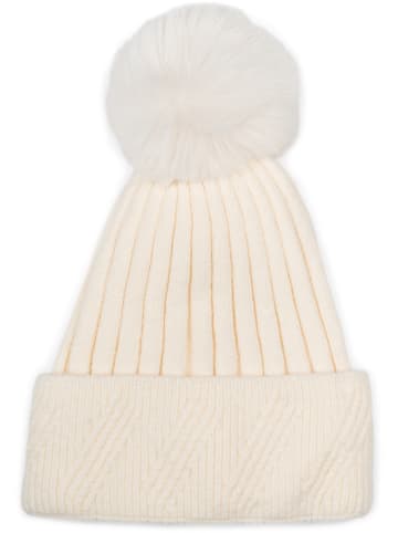 styleBREAKER Bommelmütze in Creme-Weiß