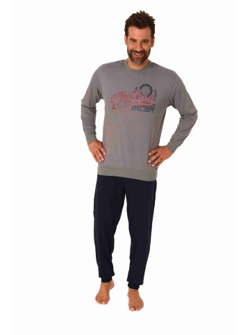 NORMANN Pyjama Schlafanzug langarm Bündchen - 70545 in grau
