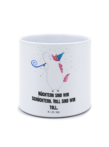 Mr. & Mrs. Panda Blumentopf Groß Einhorn Party mit Spruch in Weiß