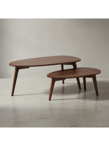 KADIMA DESIGN Design Couchtisch 2er Set Massivholz Wohnzimmertisch Braun in Massivholz