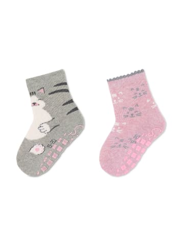 Sterntaler ABS Socken 2er-Pack Katze in hellgrau mel.