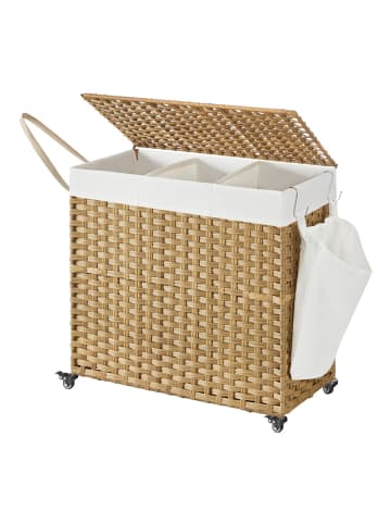 SONGMICS Wäschekorb Eliott in Naturfarben - (B)33 x (H)66 x (T)66 cm