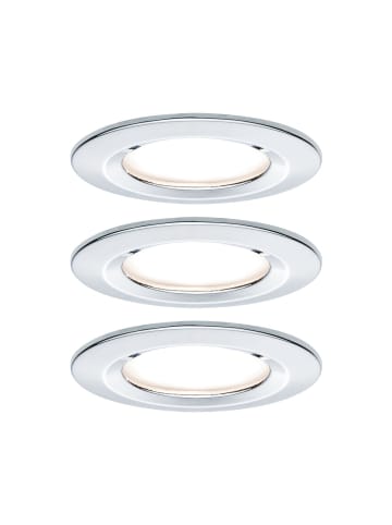 paulmann LED Einbaustrahler Set Nova 3er rund, starr, dimmbar in Chrom- Ø: 78mm