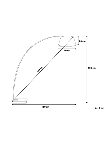 Beliani Stehleuchten BENUE in Schwarz/Weiß - (W) 160 x (H) 188 x (L) 50 cm