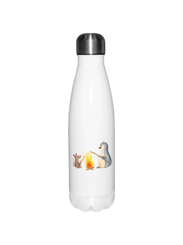 Mr. & Mrs. Panda Thermosflasche Pinguin Lagerfeuer ohne Spruch in Weiß