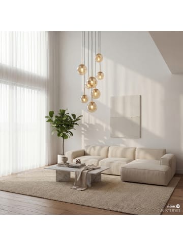 home24 Pendelleuchte DIMO in Messing / Bernstein
