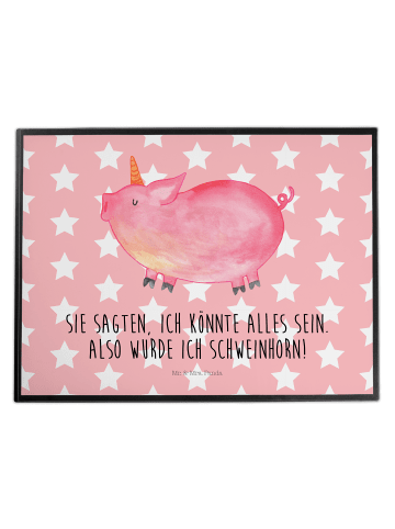 Mr. & Mrs. Panda Schreibtischunterlage Einhorn Schwein mit Spruch in Rot Pastell