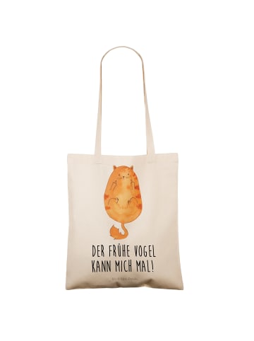 Mr. & Mrs. Panda Tote Bag Katze Frühaufsteher mit Spruch in Creme