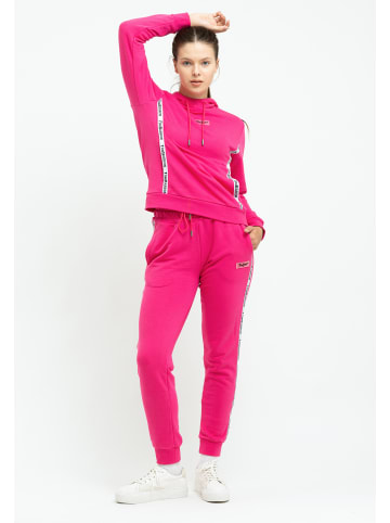 Tom Barron Freizeitanzug Tom Barron Women Regular Fit Line Pattern Sweatshirt Hoddie And Pant Set in fuchsia