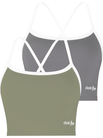 Circle Five Sporttop Doppelpack in Anthrazit/Oliv
