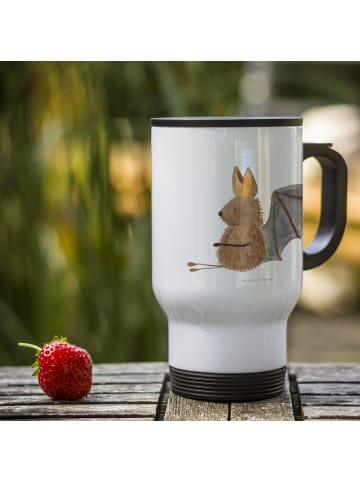 Mr. & Mrs. Panda Kaffeebecher Fledermaus Sitzen ohne Spruch in Weiß