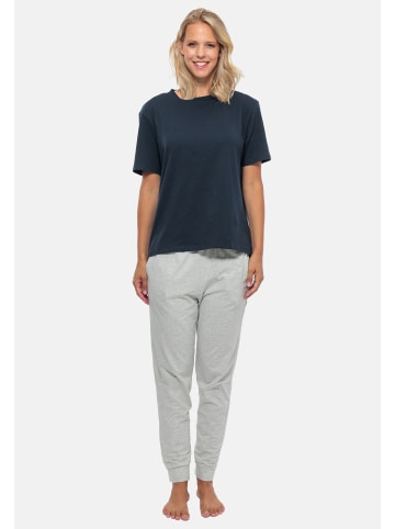 Schiesser Schlafanzug Cotton in Grau / Dunkelblau