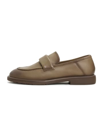 CESARE GASPARI Leren loafers met blokhak in Brown