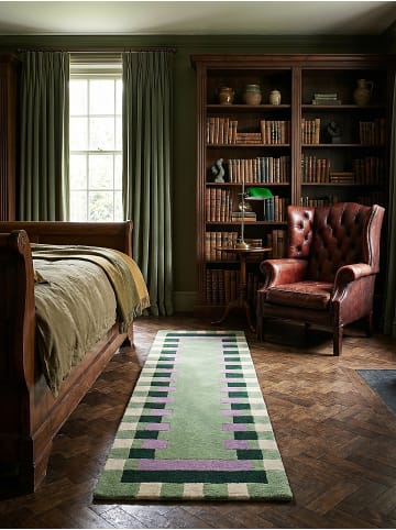 KADIMA DESIGN Teppich Wolle Handgetuftet WENSUM Geometrisches Muster Wohnzimmer in Grün-Lila