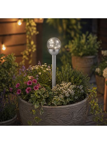 MARELIDA LED Solar Wegleuchte Bruchglas-Optik Gartenleuchte Kugel H: 30cm