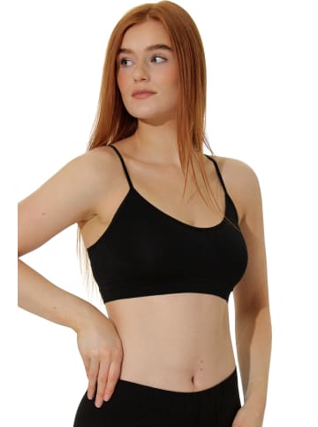 Yenita® Spaghetti Bustier 3er Set Seamless - Sport BH in schwarz