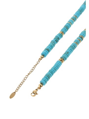 IZIA Women Necklace With Beads in Gold Turquoise