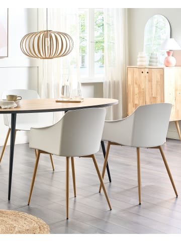 Beliani 2er-Set Esszimmerstuhl FONDA II in Weiß/Heller Holzfarbton