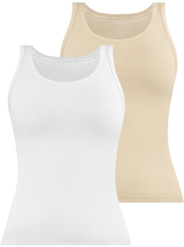 Janice 2 x Damen Top Nazca in Beige/Weiß