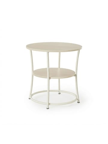relaxdays Beistelltisch in Natur/ Creme - (H)55 x Ø 55 cm