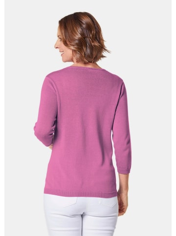 GOLDNER Strickpullover Unkomplizierter Pullover mit V-Ausschnitt in malve