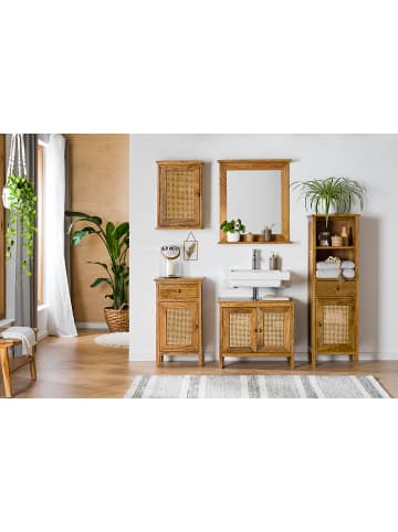 home24 home24 Waschbeckenunterschrank (1er Set) - Mango - Wiener Geflecht & Massivholz Mango - 70.0 x 60.0 x 40.0 cm in Mango