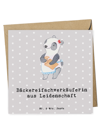 Mr. & Mrs. Panda Deluxe Karte Bäckereifachverkäuferin Leidenscha... in Grau Pastell