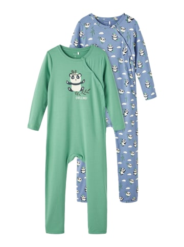 name it Unisex Strampler 2er Pack mit Panda Design in Blau