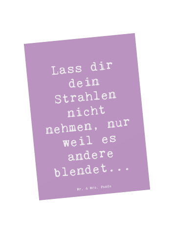 Mr. & Mrs. Panda Postkarte Spruch Selbstvertrauen Strahlen mit S... in Lavendeltraum