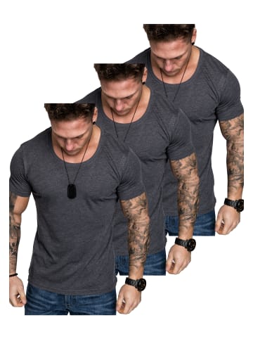 Amaci&Sons 3er-Pack T-Shirts 3. LANCASTER in (3x Anthrazit)