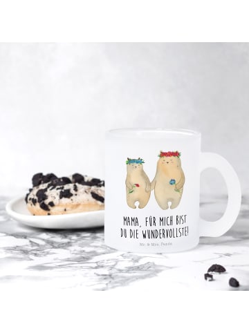 Mr. & Mrs. Panda Teetasse Bären mit Blumenkranz mit Spruch in Transparent