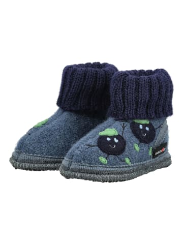 HAFLINGER Hausschuhe HÜTTENSCHUH BLAUBEERE Schwarz/Blau