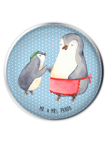 Mr. & Mrs. Panda Waschbecken Stöpsel Pinguin mit Kind ohne Spruch in Blau Pastell