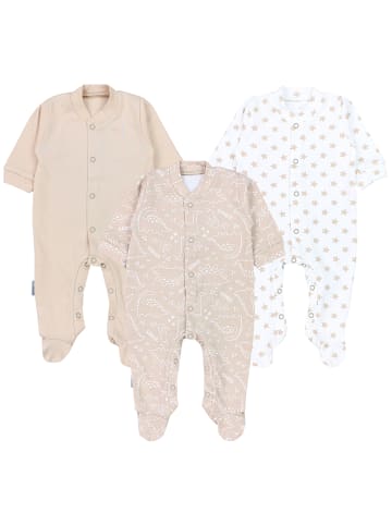 TupTam Baby Jungen Schlafstrampler mit Fuß 3er Pack in beige/weiß