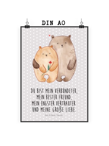 Mr. & Mrs. Panda Kunstdruck Bären Liebe mit Spruch in Grau Pastell