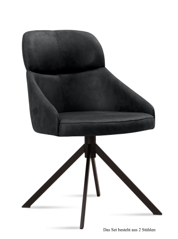 58 aufm Kessel ESSZIMMERSTUHL (2er-Set) Deanna 52x82x63 Schwarz/Anthrazit