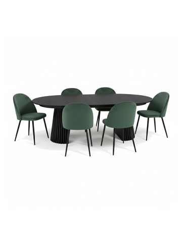 ebuy24 Essgruppe Tokyo Highline 7-teilig Schwarz 120 x 120 cm